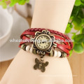 Trendy design retro multilayer leather ladies wrist watch